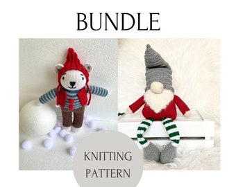 Knitting pattern: Bundle christmas gnome teddy, amigurumi toy, christmas decor, scandinavian decor, crimble gnome, teddy amigurumi