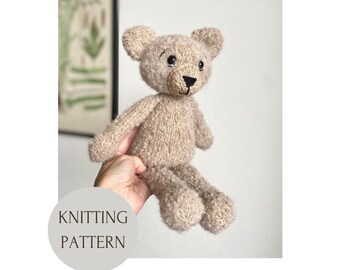 Teddy Bear, Knitting Pattern, Amigurumi Teddy Bear, Alpaca Yarn, PDF Tutorial, Toy for Kids, Easy Pattern, Beginner Knit, Brown Cute Teddy