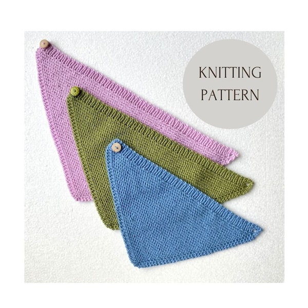 Écharpe triangulaire pour bébé de 0 à 24 mois, motif facile châle, laine de mérinos, tutoriel PDF, uniquement modèle de tricot, bavoir, bandana tricot