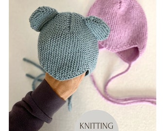 Baby Hat Knitting Pattern Bear Ears, Newborn Hat Pattern, Easy Pattern