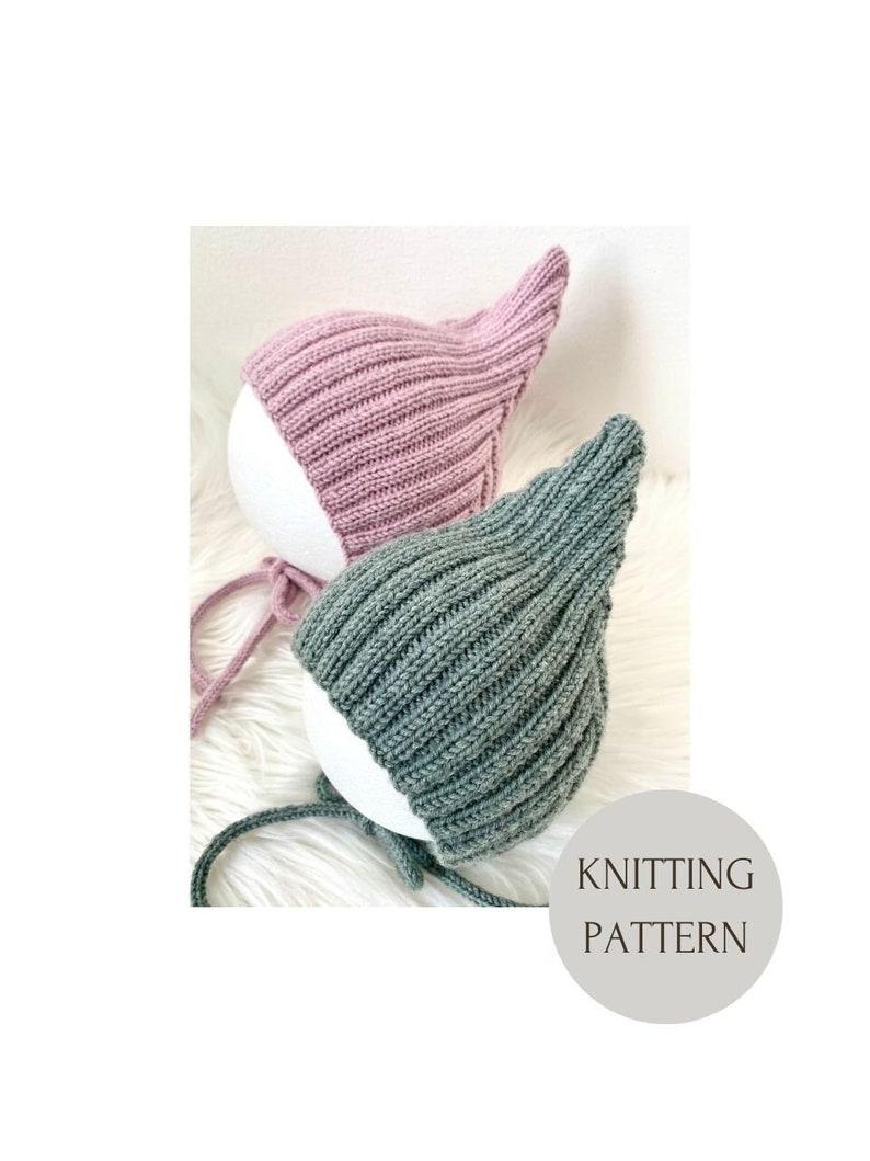 Pixie Baby Hat, Knitting Pattern, Retro Hat, Elf Hat, Newborn Hat, PDF image 1