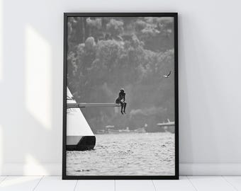 Princess Diana Yacht Print: Black White Photography (Digital Download)