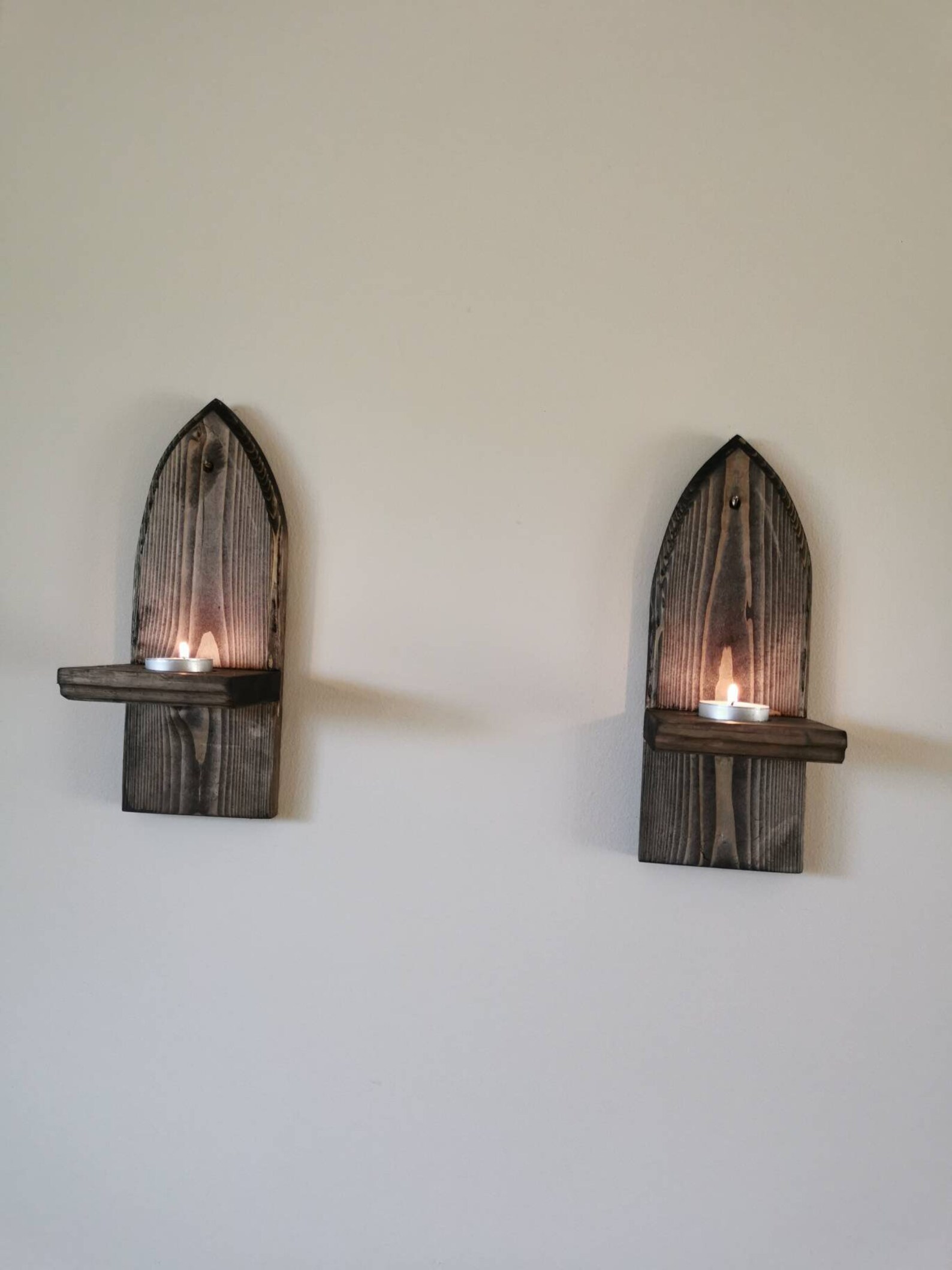 Gothic Arched Tealight Sconces Wall Candle Holders Pair Etsy
