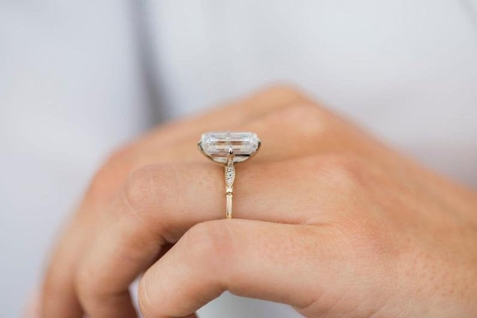 3 CT Emerald Cut Lab Diamond Ring Emerald Diamond Engagement Etsy