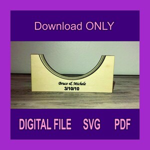 May include: A digital file for a wooden half pipe ramp with the text "Bruce & Michele 3/10/10" engraved on the side. The file is available in SVG and PDF formats.