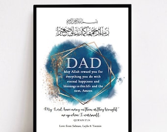 Marco islámico para papá, regalo para padres islámicos, regalos para papá musulmán, impresiones islámicas, regalos islámicos, regalos para Eid, regalos para Ramadán, marco islámico, padre