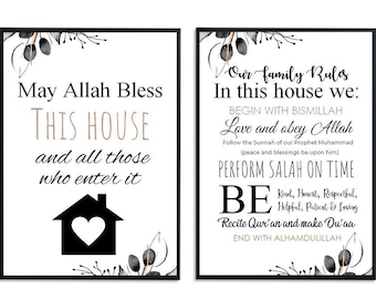 Set of Two Islamic Home Decor Prints, Muslim Family Rules, Islamic Family Rules, Muslim Home Decor, Islamic Prints, Eid Gifts, Ramadan, Home