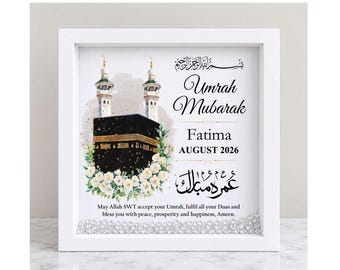 Personalised Umrah Mubarak gifts, Frame with crystals, Islamic Gifts, Hajj, Umrah Mubarak, Umrah Kaaba, Plaque, Glass Frame