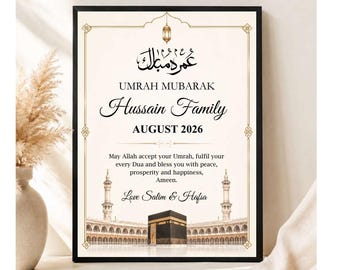 Personalised Umrah Frame, Umrah Mubarak, Umrah Frame, Hajj Gift, Umrah Gift, Islamic Frames, Islamic Gifts, Umrah Plaque