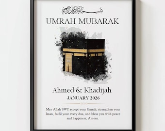Personalised Umrah Mubarak gifts, frame, print, Islamic Gifts, Hajj Mubarak gift, Umrah Mubarak, Umrah Kaaba, Ramadan Mubarak, Eid Mubarak