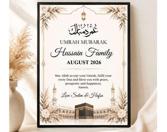 Personalised Umrah Frame, Umrah Mubarak, Umrah Frame, Hajj Gift, Umrah Gift, Islamic Frames, Islamic Gifts, Umrah Plaque