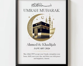 Personalised Umrah Mubarak gifts, frame, print, Islamic Gifts, Hajj Mubarak gift, Umrah Mubarak, Umrah Kaaba, Ramadan Mubarak, Eid Mubarak
