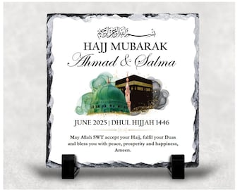 Hajj Slate Gift, HajjPlaque, Hajj Umrah Gift, Hajj Frame, Islamic Gifts, 20x20cm  Rock Slate, Umrah Hajj Mubarak, Gift for Hajj