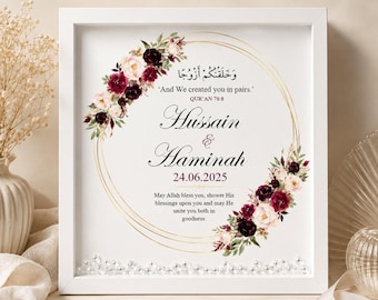 And we created you in pairs frame, Islamic wedding gifts, gift for newly weds, Nikkah Murabak, engagement gifts, anniversary, muslim wedding