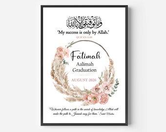 Aalimah completion gift, frame, hafizah gifts, hifz completion, personalised muslim gift, islamic gift, Aalimah Graduation, Qu'ran, Aalim
