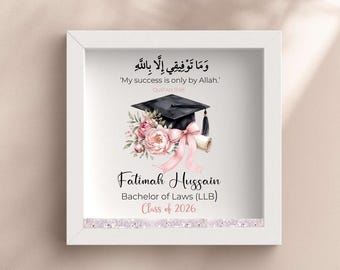 Islamic graduation gifts, muslim graduation frame gift,Box Frame with crystals, for her, for him, islamic, arabic, graduate gift