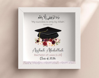 Islamic graduation gifts, muslim graduation frame gift,Box Frame with crystals, for her, for him, islamic, arabic, graduate gift