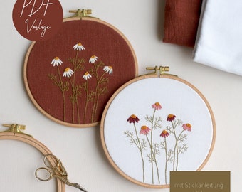 PDF embroidery template “Marguerite meadow”