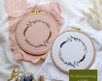 PDF embroidery pattern "Flower wreath", 16 cm