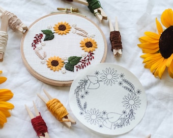 Stick & Stitch Vorlage "Sonnenblumenkranz", Stickvlies, Stickvorlage