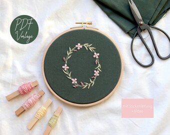 PDF embroidery pattern "Easter wreath", 17 cm embroidery hoop