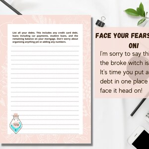 Cute Pink Debt Repayment Planner Broke Witch, Be Gone US/A4/A5/A6