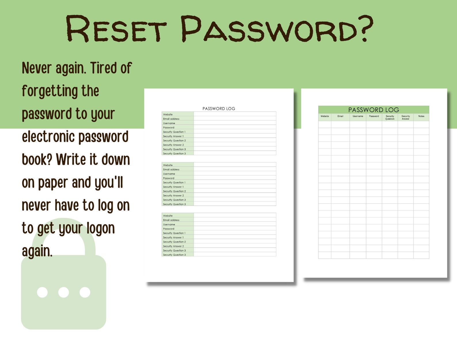 Editable Password Log Printable, Password Tracker, Password Keeper