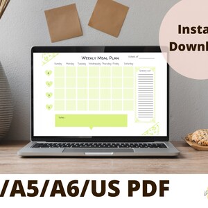 Lime Green Grocery List, Meal Planner, Shopping List, Weekly Meal Planner, Printable, Planner PDF