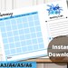 Blank Calendar Printable Large Wall Calendar Monthly Calendar Cute Blue ...