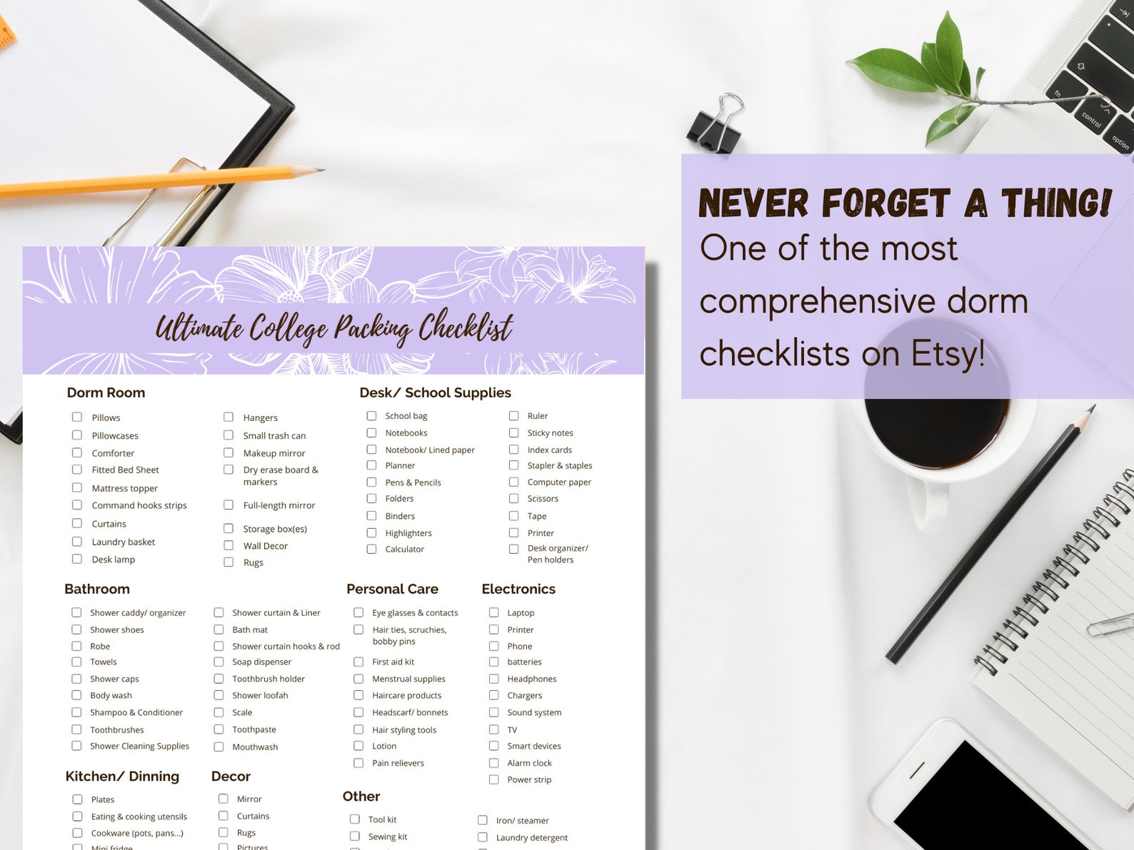 Ultimate College Dorm Room Checklist for Girls- Dorm Room Essentials ...