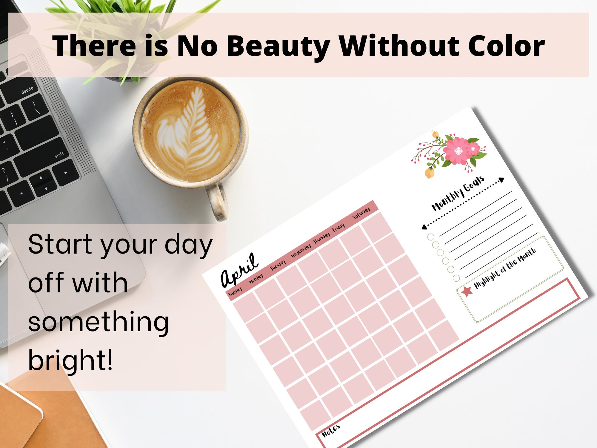 Blank Calendar Printable - Large Wall Calendar- Monthly Calendar- Cute ...