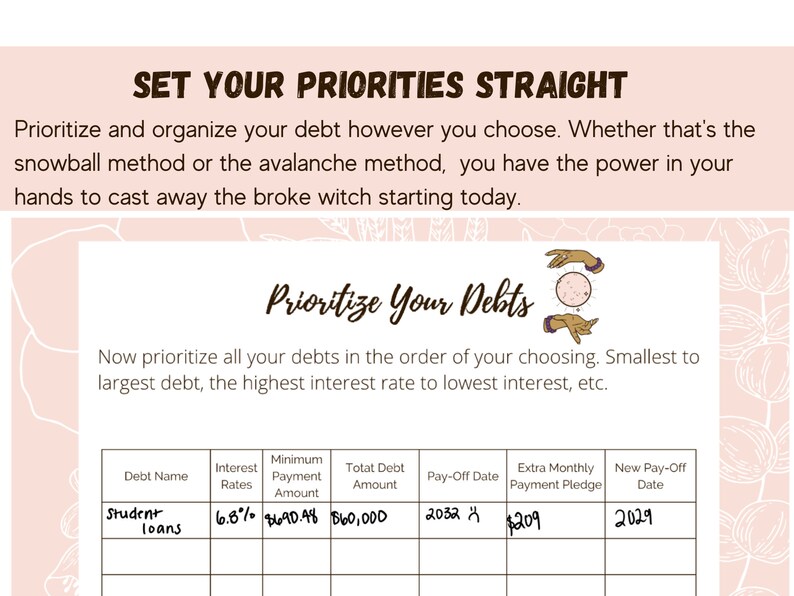 Cute Pink Debt Repayment Planner - Broke Witch, Be Gone! - US/A4/A5/A6 ...