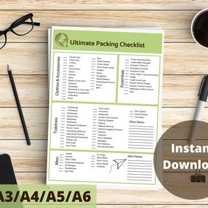 The Ultimate Travel Packing Checklist, Cruise Packing List, Sage Green -Printable Checklist