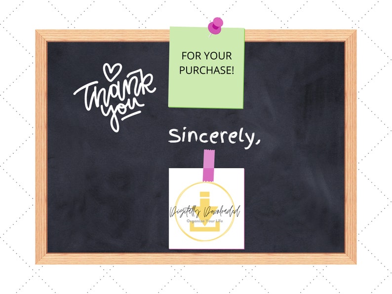 May include: A chalkboard with a thank you message, a green sticky note that says "For Your Purchase!" and a white card with a gold circle that says "Aspire to Inspired" and a small perfume bottle icon inside the circle. The text "Sincerely" is written on the chalkboard.