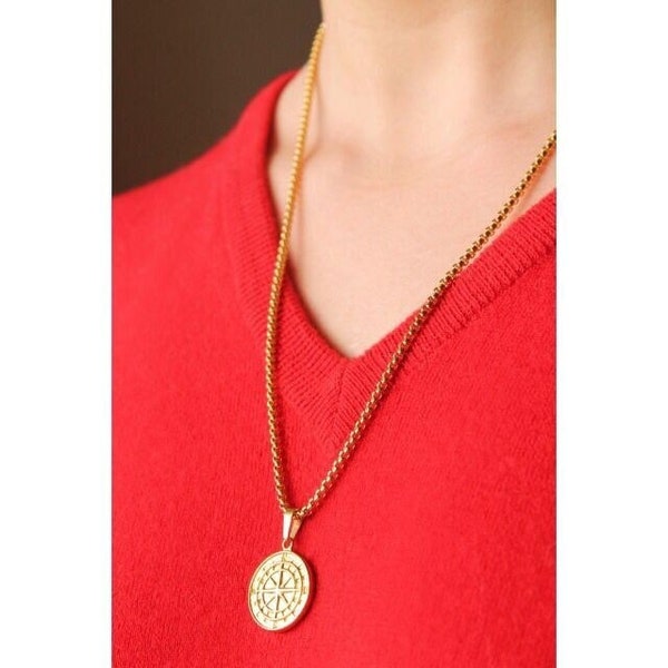 Compass Rose Necklace Men Etsy