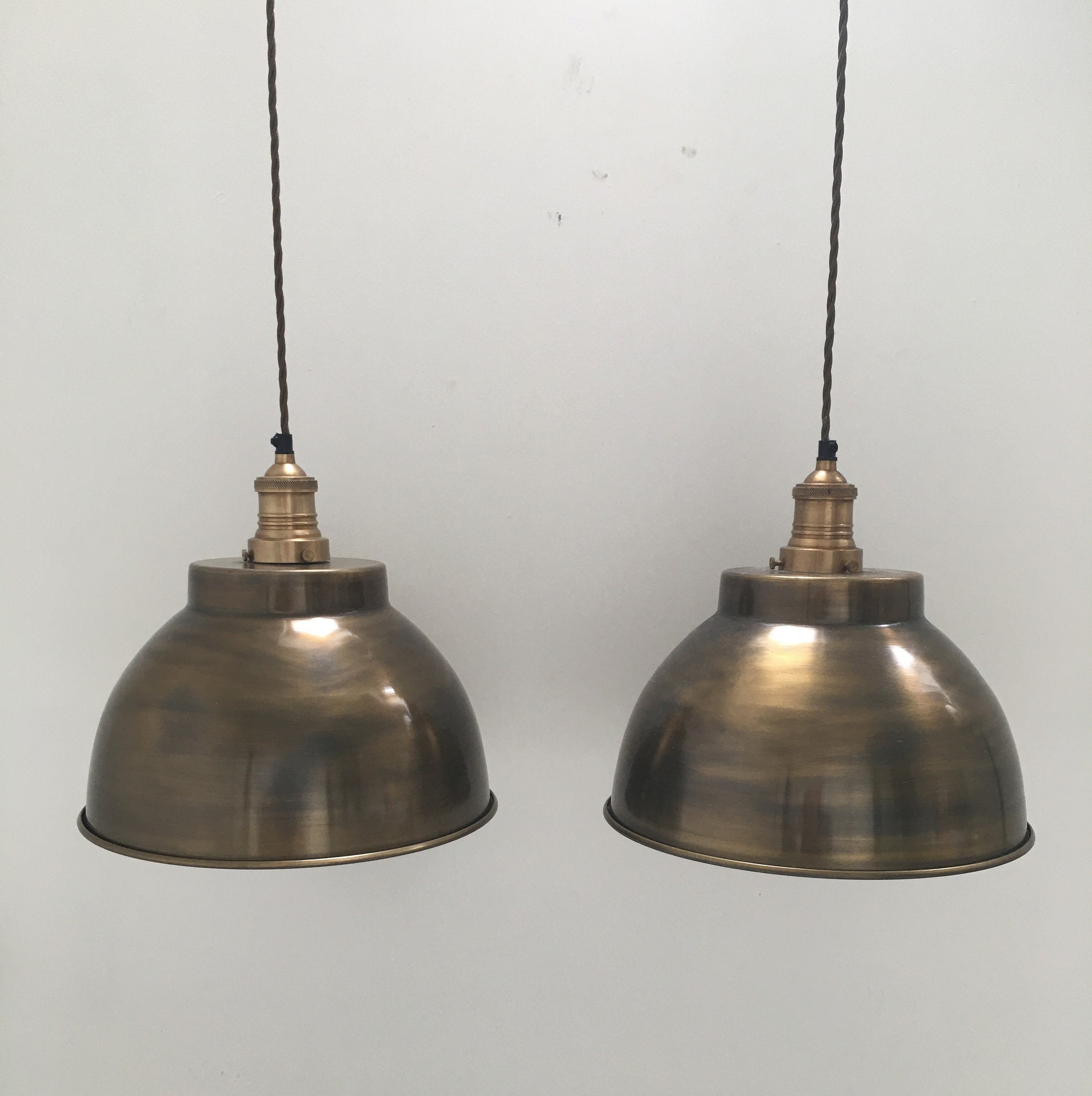 Large Brass Dome Pendant Lights IndustrialStyle Etsy