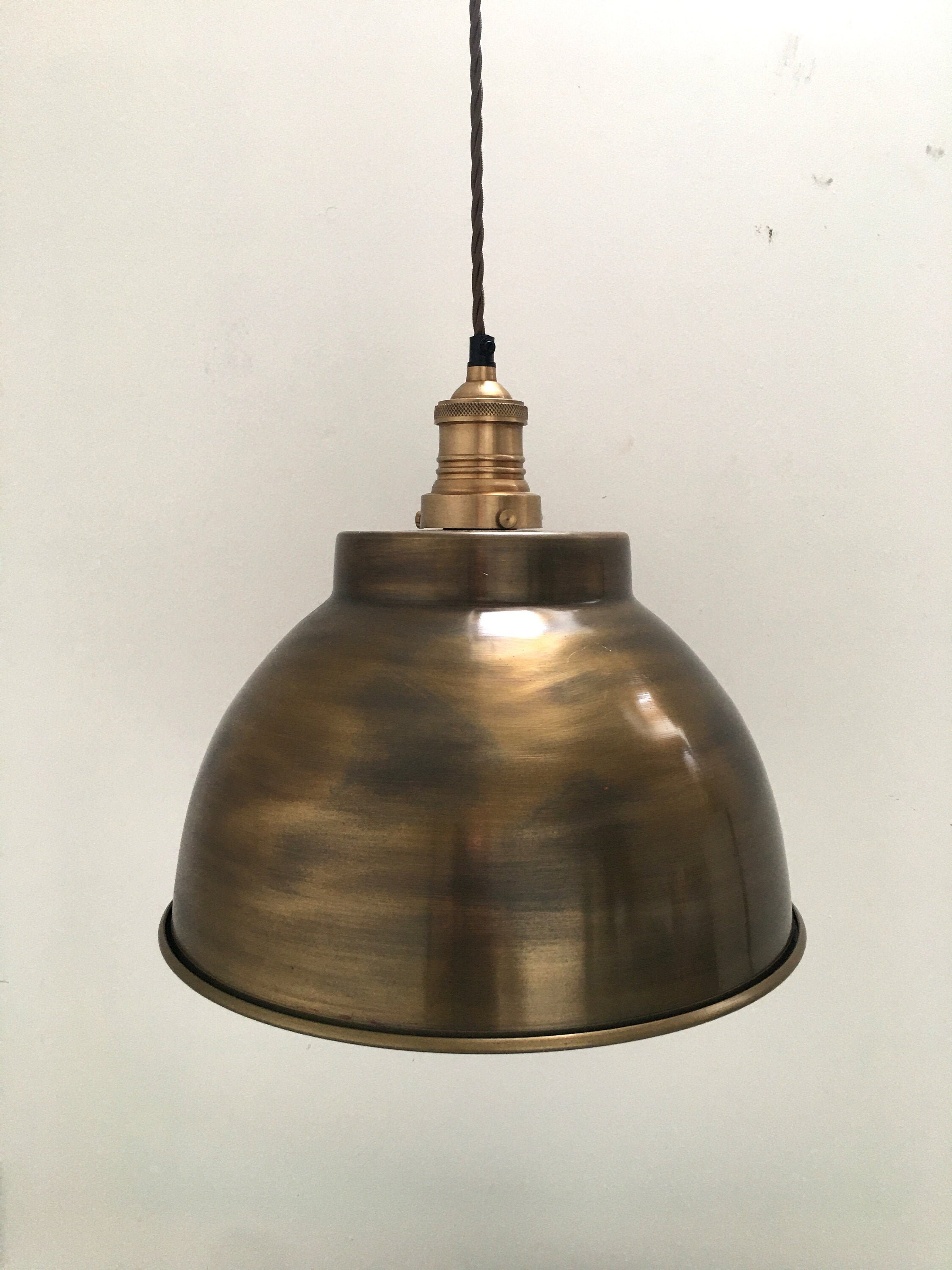 Large Brass Dome Pendant Lights IndustrialStyle Etsy