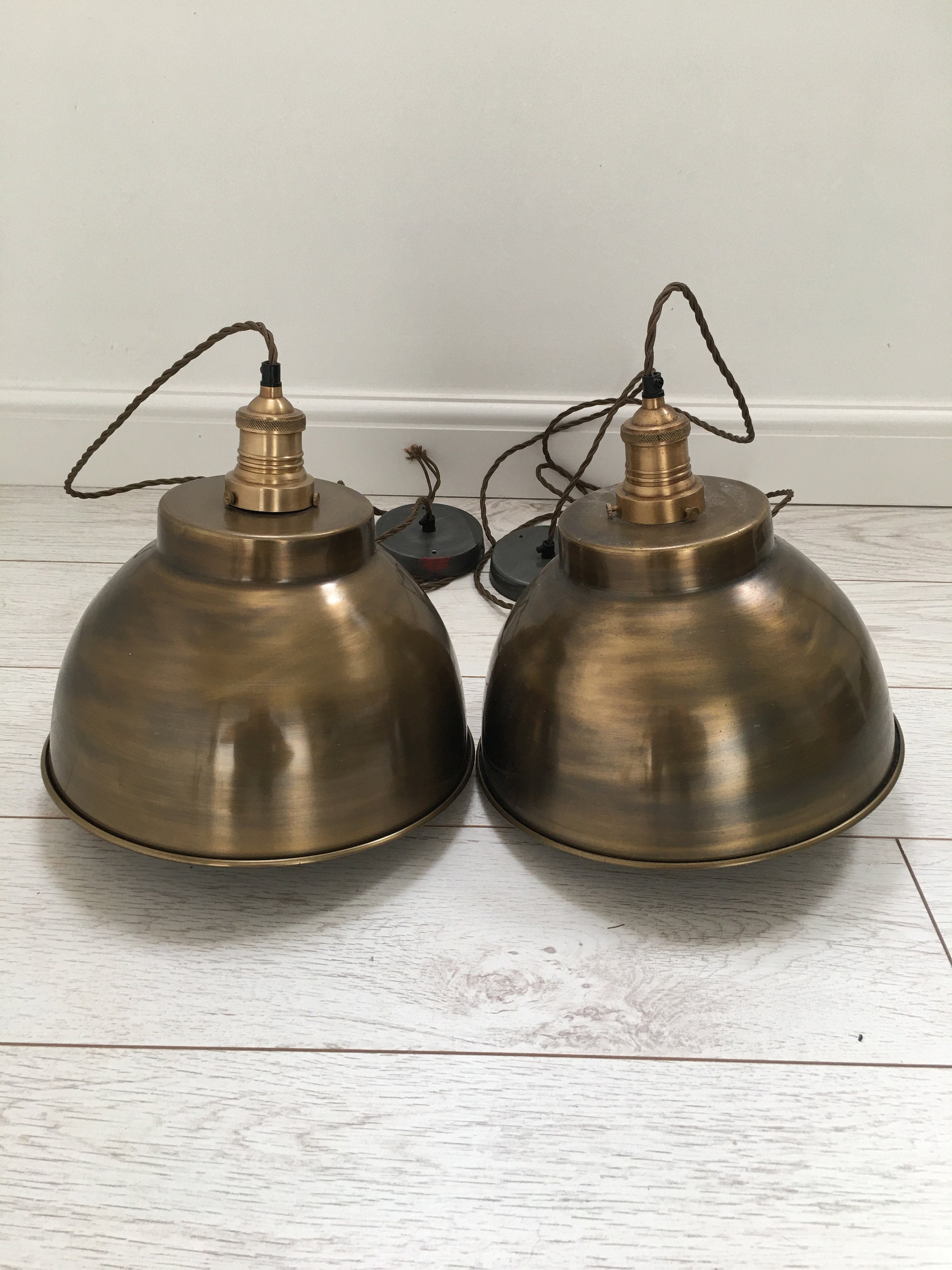 Large Brass Dome Pendant Lights IndustrialStyle Etsy