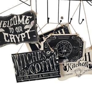 Wooden sign various designs, Gothic decoration, vintage style door decoration, crypt and witch decoration, kitchen sign witch