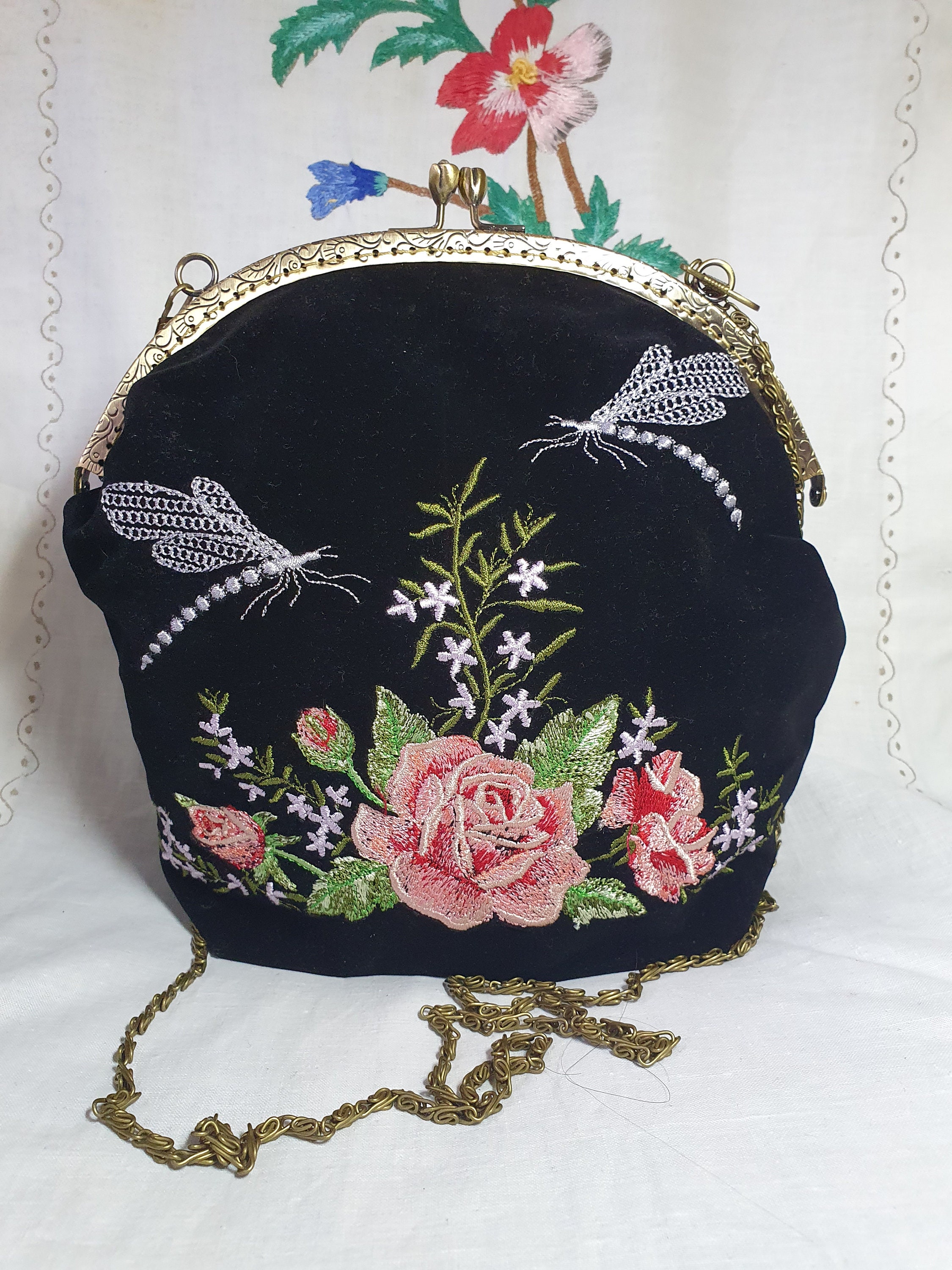 Embroidery bagVelvet Embroidery Clasp bag hand embroidery Etsy