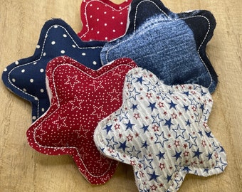 Farmhouse Memorial Day Bowl Filler / Memorial Day Decor / Tiered Tray Fourth of July  /  Red White and Blue Star Bowl Filler Ornaments