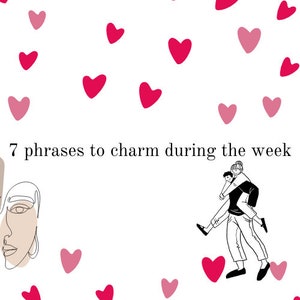 Confezione da 7 frasi d'amore, tenerezza e attenzione al mattino prima di iniziare la giornata per 1 settimana. Per lui o per lei
