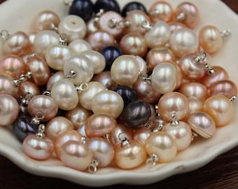 10 Pearl Buttons 8mm Silver Metal Shank Pearl White Ivory Pink Purple Blue White