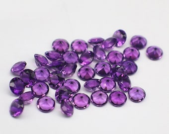 Natural Amethyst Cabochon, Round Brilliant Cut Amethyst Gemstone, February Birthstone, Purple Amethyst Loose Stone for Prong Setting 5mm