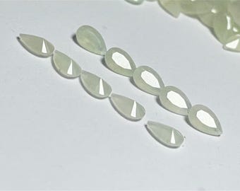 3*5mm Natural Green Jasper Teardrop Cabochon, Pear Cut Cabs Gemstone, Faceted Loose Stone for Jewelry Making Supplies, Water drop Flatback