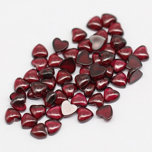 Natural Red Garnet Heart Cabochon, January Birthstone, Heart Cut Garnet Loose Stone, Smooth Love Gemstone for Jewelry Making 4*4mm 5*5mm