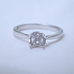 Sterling Silver Four Claw Ring Settings, s925 Silver Round Ring Head, Four Prong Ring Setting with Claw, Round Bezel Ring Band, Fixed Ring