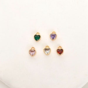 14K Gold Plated Cz Zircon Heart Charm, Heart Pendant, Earring Charm, Bracelet Charm, Heart Charm Settings Jewelry