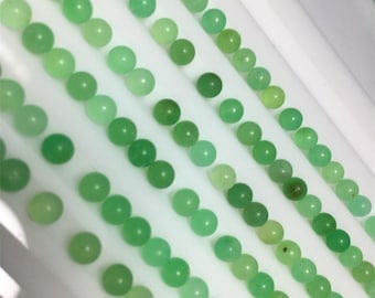 Natural Green Chalcedony Round Beads, Seamless Round Ball Beads, Chalcedony Stone Beads, No Hole Loose Stone Bead, Green Gemstone Bead 4.3mm