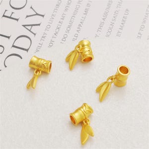 18k Gold Plated Bamboo Bead With Leaves Drop, Silver Tone Smooth Tube Bead, Bone Bead, Wrist Bead, Barrel Bead, Noodle Spacer for Bracelet